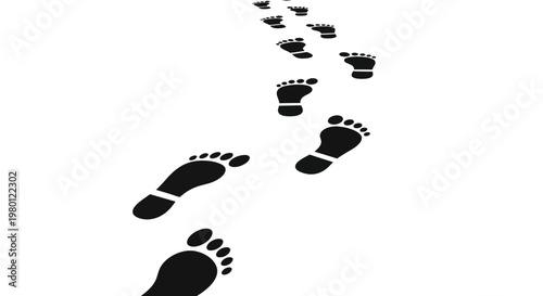 Footprints Trail on White Background - Path Forward