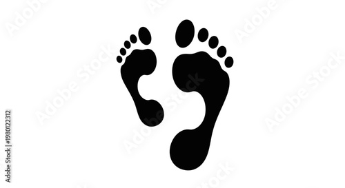 Black Footprints Graphic Icon on White Background