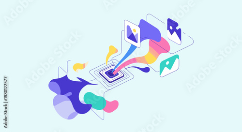 A colorful image with a square in the middle isolated on transparent background, isolated on white background, Vector