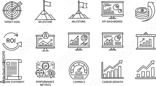 Professional Financial ROI and Milestone Achievement Outline Art