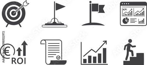 Minimalist Corporate Goals and Career Development Glyph Vector