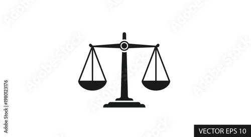 Black Silhouette of a Balance Scale on White Background