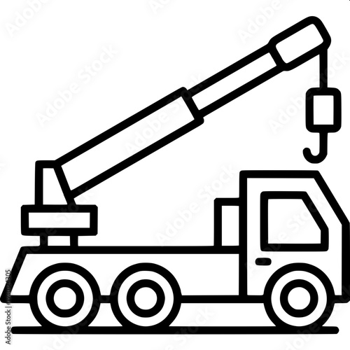 “Simple outline illustration of a loading crane lifting a cargo container, professional logistics pictogram.”