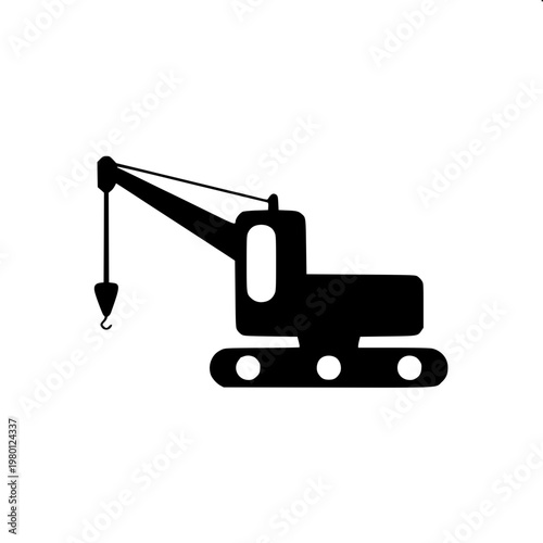 “Simple outline illustration of a loading crane lifting a cargo container, professional logistics pictogram.”