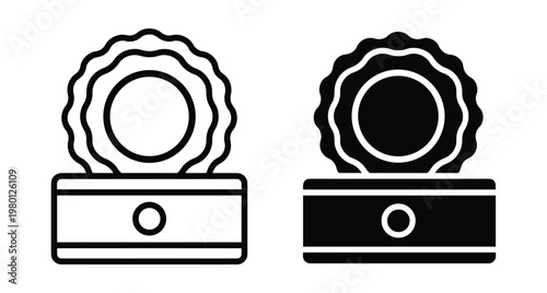 Canned food icon set featuring open tin cans with peeled lids for tuna sardine or meat storage in outline and solid styles