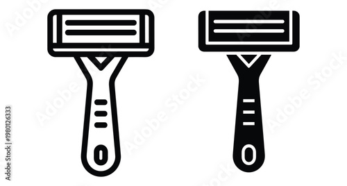 Razor icon set for shaving and grooming personal care hair removal tool for men and women hygiene equipment vector illustration