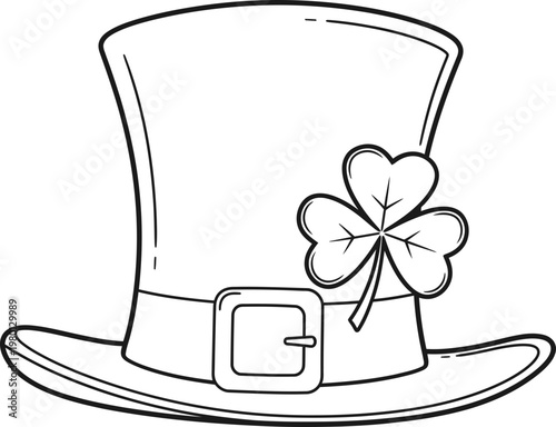Outline of a leprechaun hat with a shamrock clover and buckle