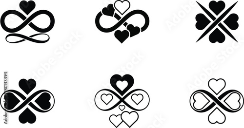 elegant love knot vector icons set with hearts and infinity symbols for romance and relationships