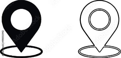 minimalist location pin vector icons black and outline style for maps and navigation