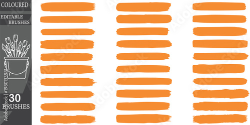 Colored Editable Brushes, Vector Brush Set, 30 Digital Brushes, Illustration Tools