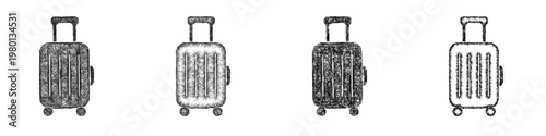 Sketch suitcase icon design set