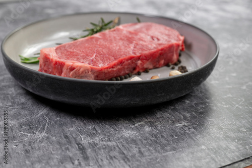 Beef steak with rosemary , salt and pepper