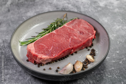 Beef steak with rosemary , salt and pepper