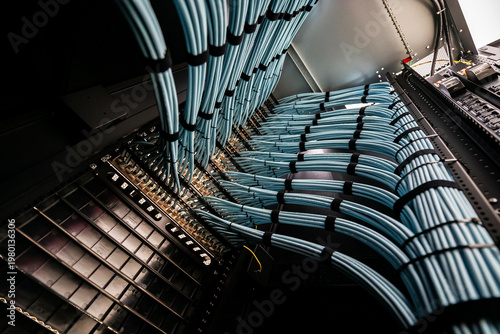 фотографія Blue Network Cables in Data Center Rack