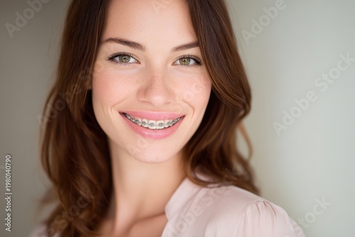 Elegant Portrait Highlighting Orthodontic Treatment and Dental Health