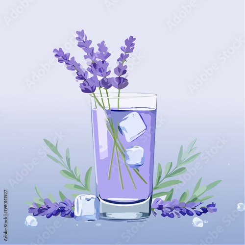 Erfrischendes Lavendelwasser mit Blüten in Glas