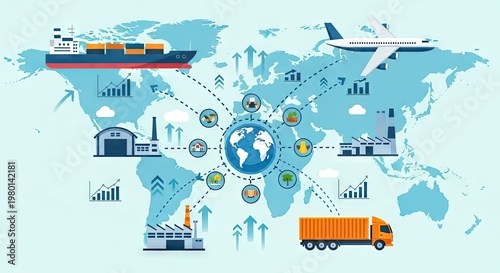 Global logistics and transportation worldwide shipping and supply chain concept