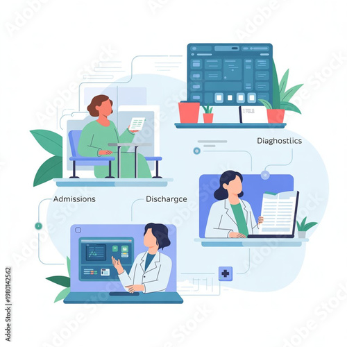 Hospital Workflow Automation System Vector