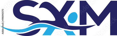 Vector SXM wave with swim logo