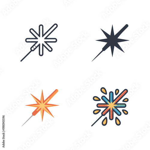 Canvastavla Sparkler star icons, festive light burst set, independence day celebration, wedd