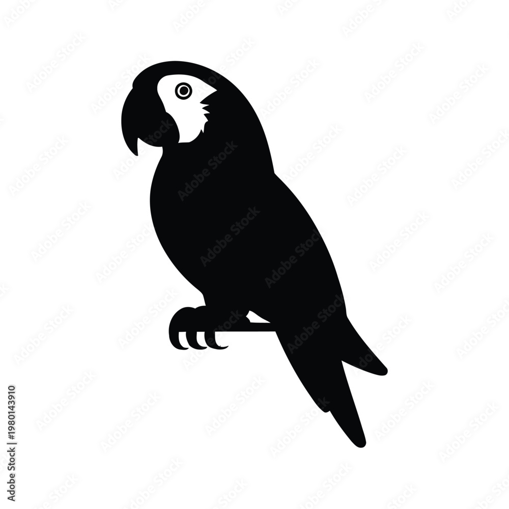Fototapeta premium Parrot silhouette graphic, exotic bird logo, tropical wildlife festival branding, nature photography event, aviary tour poster, elegant vector illustration