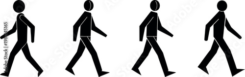walking person silhouette icon set
