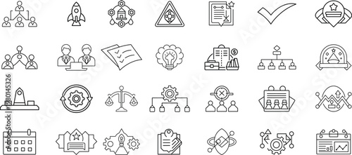 Action Plan Outline Icons Set – Strategy, Planning & Project Management Collection