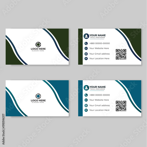 Contemporary Fluid Wave Business Card Layout with Minimal Corporate Aesthetic