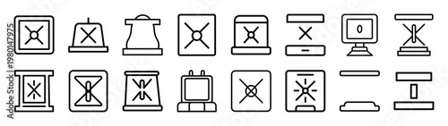 alert zone minimalist black outline vector illustration icon set collection.