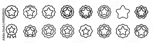 authority badge minimalist black outline vector illustration icon set collection.