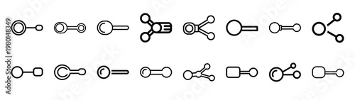 connection network minimalist black outline vector illustration icon set collection.