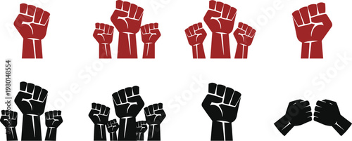 Red and Black Fist Poses for Protest and Solidarity