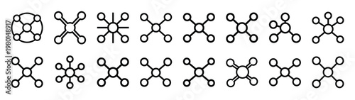 highlight network minimalist black outline vector illustration icon set collection.