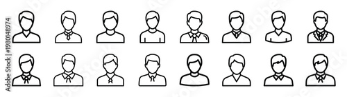 identity outline minimalist black outline vector illustration icon set collection.