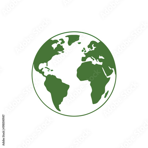 Green earth globe icon, environment day campaign, sustainability pledge poster, eco club activity, climate protection event branding vector illustration