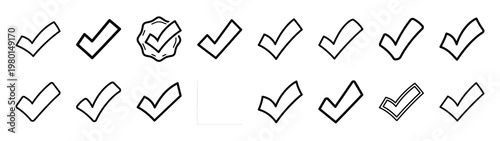 mark badge minimalist black outline vector illustration icon set collection.