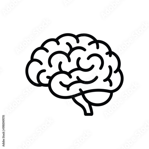 Brain outline icon, psychology lecture poster, research study session, mindfulness training event branding, cognitive learning concept vector illustration elements
