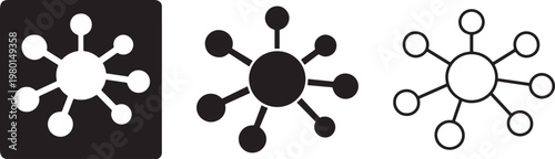 Bold network connection hub icon vector.