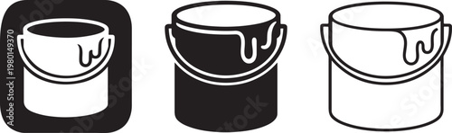 Bold paint bucket icon silhouette vector.