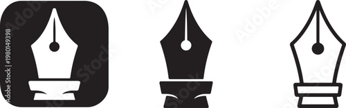 Bold fountain pen nib icon vector set.