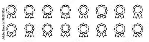 official badge minimalist black outline vector illustration icon set collection.