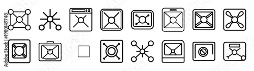 quick network minimalist black outline vector illustration icon set collection.