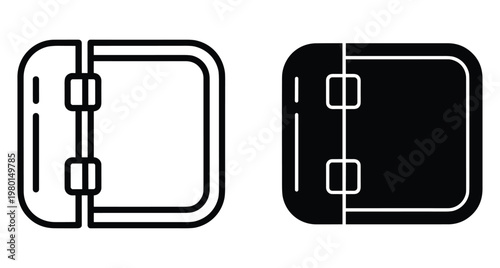 Notebook binder folder icon set with outline and solid glyph styles for office organization school supplies business documentation and stationery