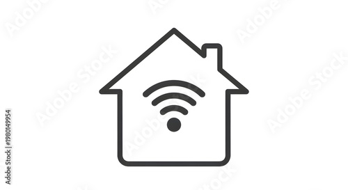 icon of a house with a Wi-Fi symbol over it, isolated on white.