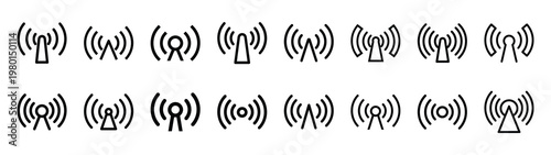 signal zone minimalist black outline vector illustration icon set collection.