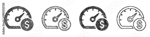Sketch expense limit icon design set