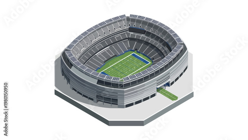 Modern sports stadium arena architecture in isometric view