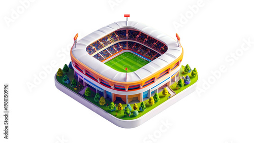 Isometric view of a colorful modern sports stadium arena