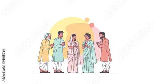 People in traditional Indian attire celebrate Pohela Boishakh in India with festive gestures.