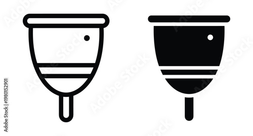 Menstrual cup icon set for feminine hygiene period care menstruation cycle health eco friendly reusable silicone product medical wellness symbol
